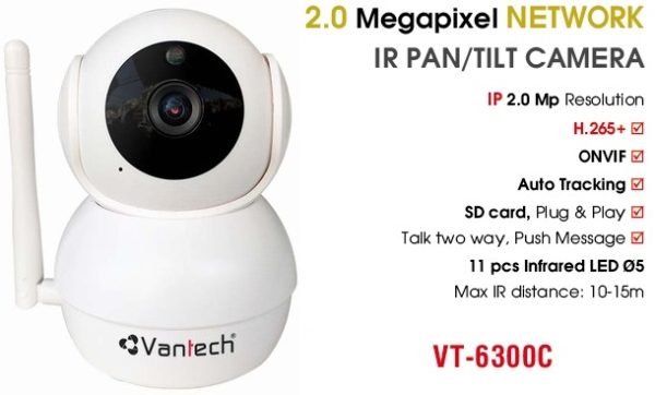 Camera IP hồng ngoại không dây 2.0 Megapixel VANTECH VT-6300C