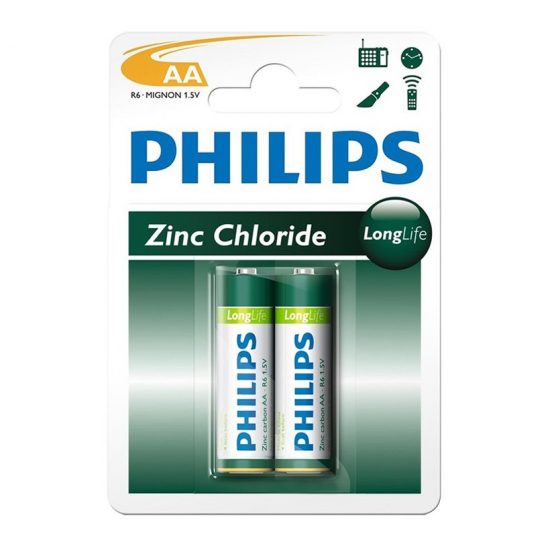 Pin không sạc Philips Carbon 2A 1.5V (R6L2B/97) -2 viên