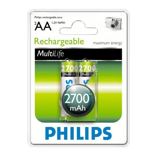 Pin sạc Philips Rechargeable 2A/2700mAh NiMH (R6B2A270/97) - 2 viên