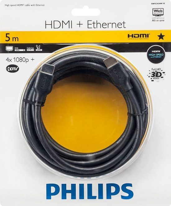 Cáp HDMI 5M PHILIP SWV443S/10 ( Đầu nối mạ vàng 24K)