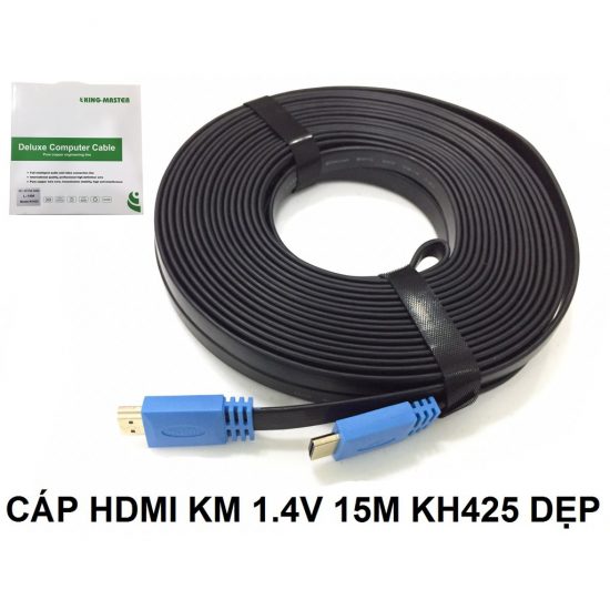 Cáp HDMI 15M Kingmaster KH425 1.4 (cáp dẹp màu đen)