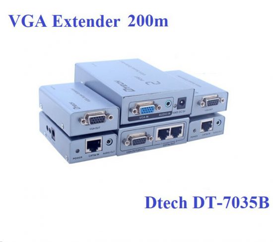 Hộp Nối Dài VGA (200M) + Audio To Lan Dtech DT7035