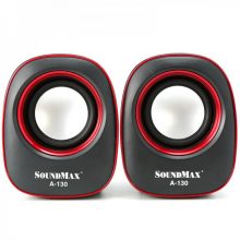 Loa Vi Tính Mini 2.0 SOUNDMAX A130 (Màu đen viền đỏ, 6W, USB)