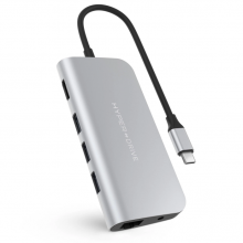 Đầu chuyển HyperDrive USB TYPE C TO HDMI/LAN/3xUSB/SD/USB-C/3.5 (HD30F/Màu Bạc)