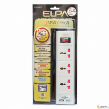 Ổ Cắm Điện ELPA ESU-HK33 3xAC 3 chấu, 3M, 1 Công tắc, 2xUSB2.1A, 2500W,WH