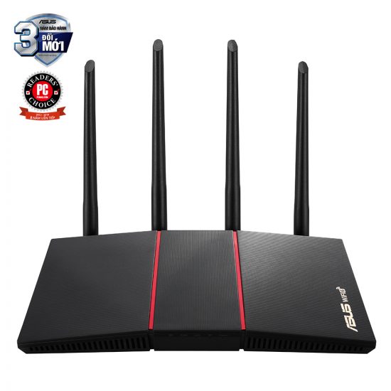 Bộ Phát Wifi ASUS RT-AX55, 2 băng tần AX1800, Wifi-6, AiMesh, WIFI Mesh, MU-MIMO, AiProtection) Hàng chính hẫng