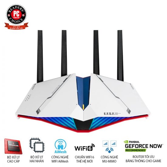 Bộ Phát Wifi ASUS RT-AX82U GUNDAM EDITION AX5400 ( Wifi 6, AiMesh WIFI Mesh)