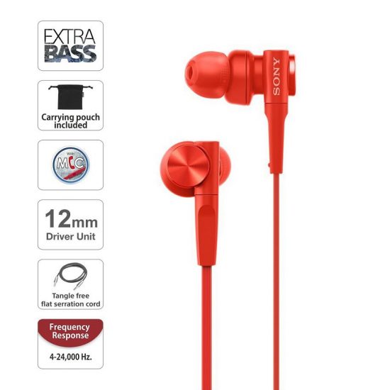 Tai nghe nhét tai Sony MDR-XB55AP màu red