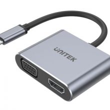 Đầu chuyển USB Type C sang HDMI + VGA 4K 60Hz Unitek V1126A, màu xám