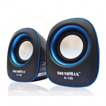 Loa Vi Tính Mini 2.0 SOUNDMAX A130 (Màu đen viền xanh, 6W, USB)