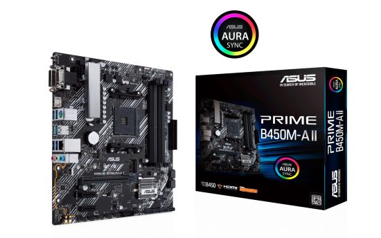 Mainboard ASUS PRIME B450M-A II (Socket AMD AM4, m-ATX, DDR4 x 4, VGA, HDMI, DVI, 1 khe M.2 Gen 3)