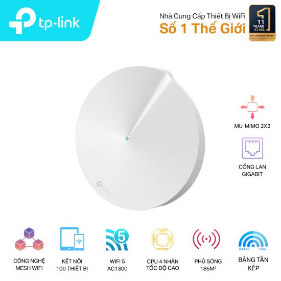 Bộ phát Wifi Mesh TP-Link DECO M5, băng tầng kép AC1300, MU-MIMO, 1 chiếc đơn