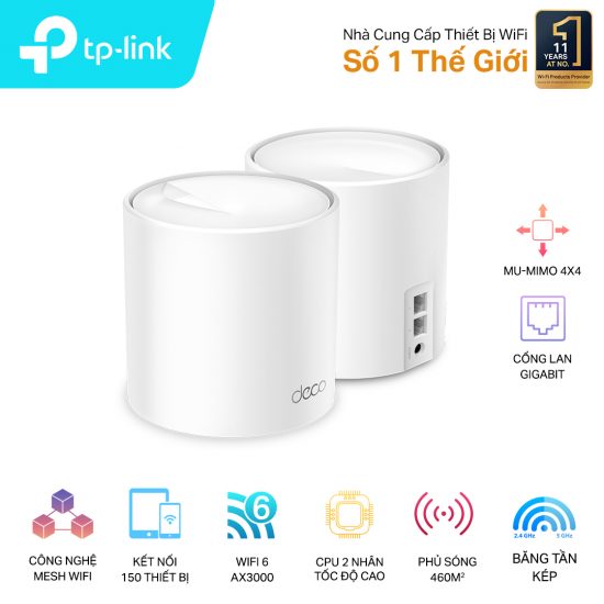 Bộ Phát Wifi TP-LINK DECO X60 AX3000 (2 chiếc/pack )