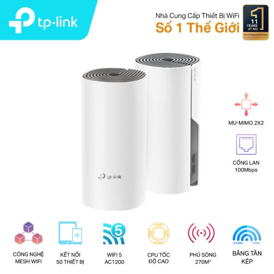 Bộ phát wifi mesh TP-Link Deco E4 AC1200 (2-Pack)