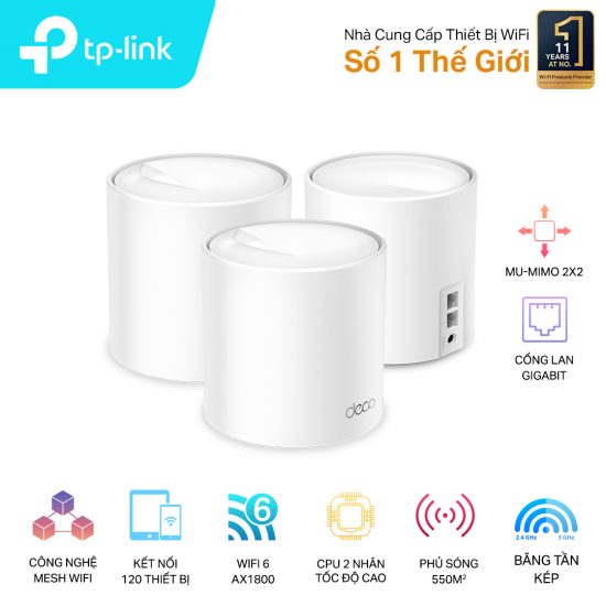 WHOLE-HOME WI-FI SYSTEM TP-LINK DECO X20 -AX1800 (3 chiếc/pack )