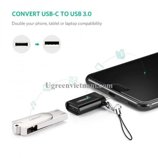 Đầu chuyển đổi TYPE C sang USB 3.0 UGREEN vỏ nhôm US270 20050283