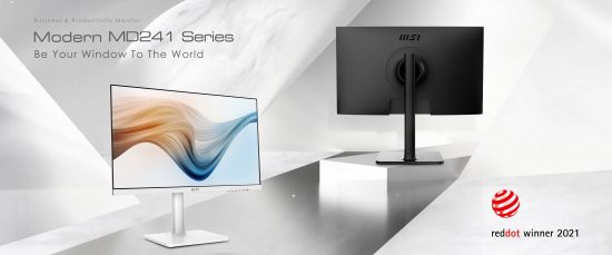 Màn hình máy tính MSI Modern MD241PW 23.8 inch, Full HD, tấm nền IPS, tần số quét 75Hz, HDMI, USB-C, Loa, bảo vệ mắt, màu trắng, chân đế ergonomic, Hàng Chính Hãng