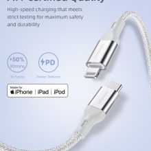 Cáp USB-C to LIGHTNING INNOSTYLE POWERFLEX MFI ICL150AL MÀU BẠC (PD60W)