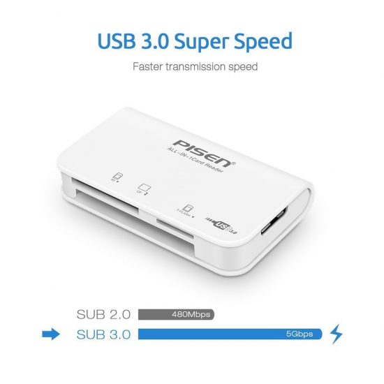 Đầu đọc thẻ nhớ ALL-IN-ONE PISEN TS-E081 (USB 3.0, WHITE)