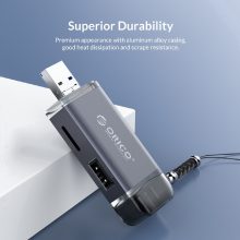 Đầu đọc thẻ nhớ 6-IN-1 USB-C ORICO 2CR61, Vỏ nhôm màu xám