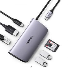 Cổng chuyển USB-C 7 trong 1 Ugreen 50852, HDMI 4K, USB 3.0, LAN 1Gbps, TF/SD, PD 100W