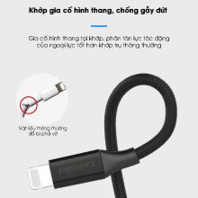 CÁP USB-A TO LIGHTNING PISEN ANTI FRACTURE AL17-1800 (màu đen,1m8, 2.4A)