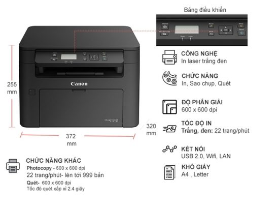 Máy In Trắng Đen đa năng 1 Mặt Có Wifi Canon MF913W chính hãng