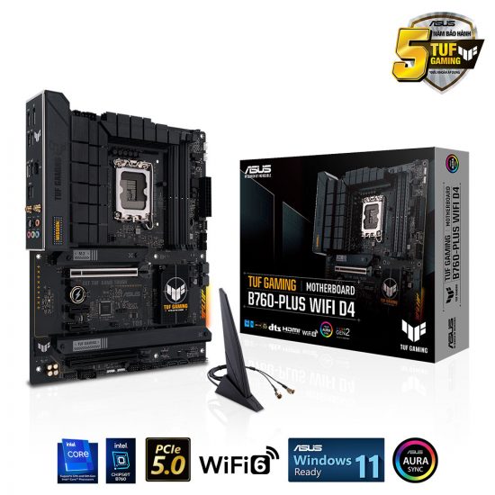 Mainboard ASUS TUF GAMING B760-PLUS WIFI D4 (LGA 1700, 4x DDR4, HDMI, Displayport, M.2 PCIe 4.0, WiFi 6)