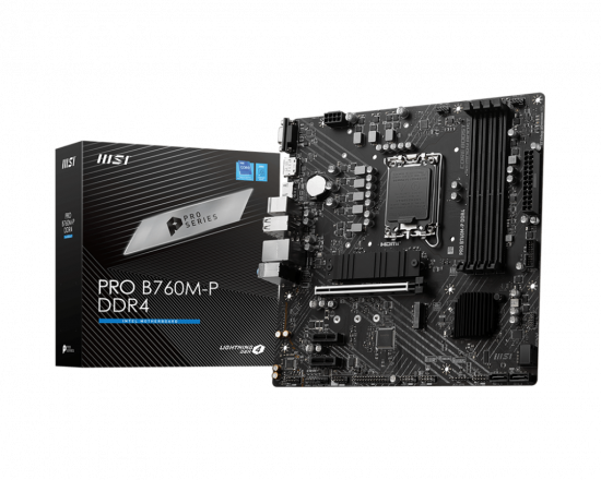 Mainboard MSI PRO B760M-P DDR4 (LGA 1700, 4x DDR4, HDMI, Displayport, VGA, M.2 PCIe 3.0, m-ATX)