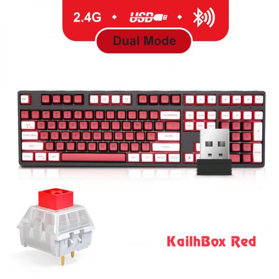 Bàn Phím Cơ Không Dây Newmen GM1080 Dual Mode Kailhbox Red Switch (USB-C, Bluetooth, 2.4Ghz, Pin 3000mAh, RGB, Hotswap)