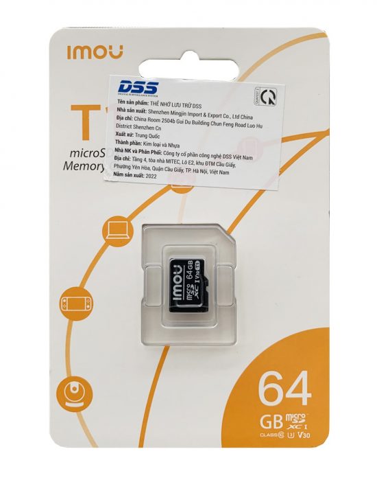 Thẻ nhớ MicroSD Imou 64GB Class 10 80MB/s (ST3-64-T1)