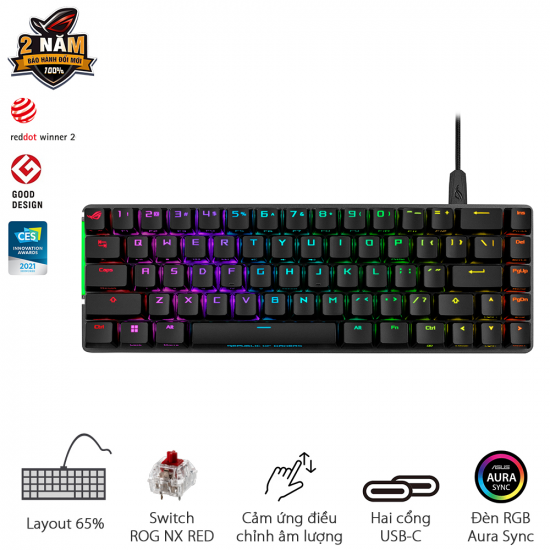 Bàn phím cơ 65% Asus ROG Falchion Ace Black (NX Red Switch)