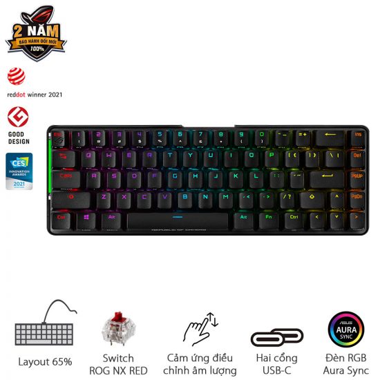 Bàn phím cơ không dây 65% Asus ROG Falchion NX (ROG NX Red Switch)