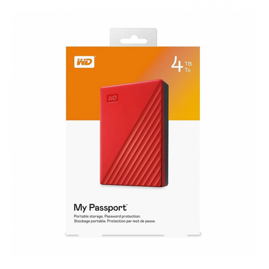 Ổ Cứng Di Động HDD EX WD 2.5 4TB MY PASSPORT USB 3.2 Màu Đỏ (WDBPKJ0040BRD-WESN)