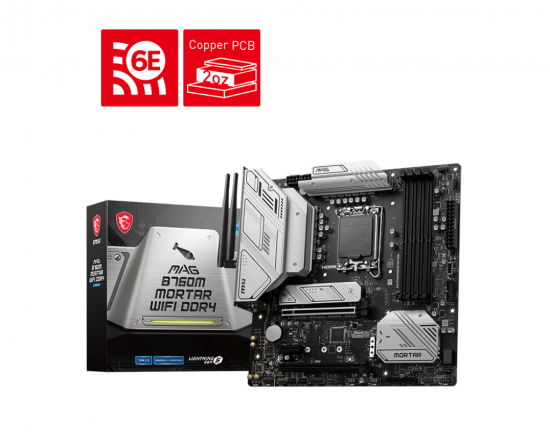 Mainboard MSI MAG B760M MORTAR WIFI DDR4 (LGA 1700, 4xDDR4, HDMI, DP, Wifi 6E, BT5.3)