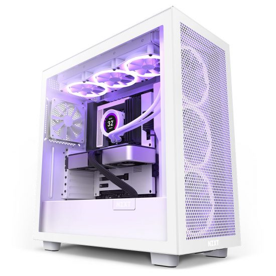 Vỏ Case NZXT H7 Flow RGB White (Mid Tower, ATX, Sẵn 4 Fan, Max 7 Fan)