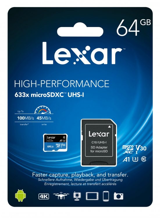 Thẻ nhớ MicroSDXC Lexar 64GB 633x C10 UHS-I (LSDMI64GBB633A)