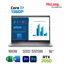 Laptop Dell Vostro 5630 THT7N (Intel Core I7-1360P, RAM 16GB, SSD 512GB, RTX 2050 4GB, Màn Hình 16.0 inch FHD+, Windows 11 Home & Office, Màu Bạc)