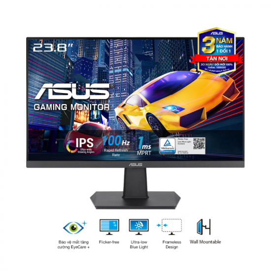 Màn Hình ASUS 23.8 inch VA24EHF Tấm Nền IPS, FHD, Tần số quét 100Hz, Tốc độ phản hồi 1ms, HDMI, DVI, Bảo Hành 3 Năm Chính Hãng