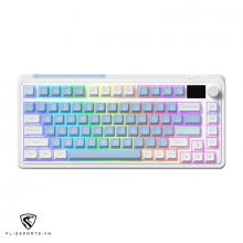 Bàn phím cơ không dây FL-Esports CMK75SAM Lake Placid Blue, FLCMMK Ice Pink Switch (3 mode, Hotswap, Gasket mount, Núm xoay, Màn hiển thị, Led RGB)