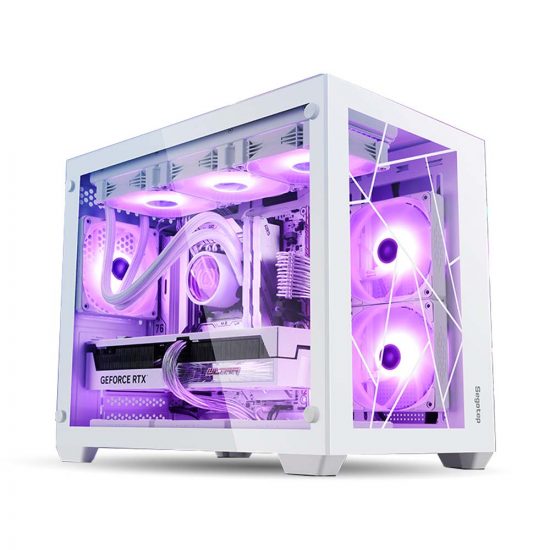 Vỏ Case Segotep Lumi II White (M-ATX, Type-C, Chưa bao gồm Fan, Max 9 Fan)