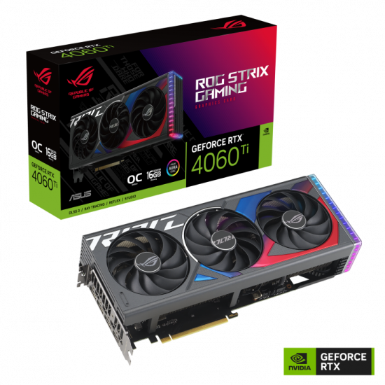 Card màn hình VGA ASUS ROG Strix GeForce RTX 4060 Ti OC Edition 16GB GDDR6 (ROG-STRIX-RTX4060TI-O16G-GAMING)