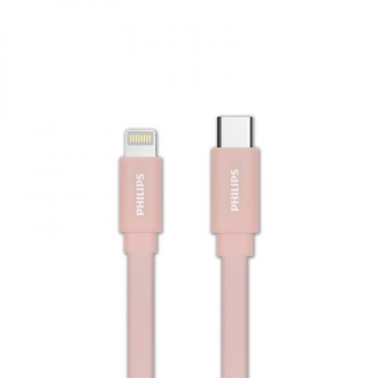 Cáp sạc USB-C to Lightning Philips 1.2m MFI, Màu hồng (DLC7546V)