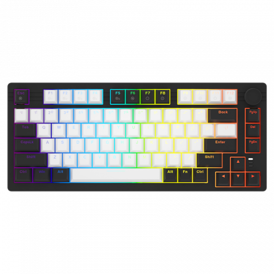 Bàn phím cơ DareU EK75 White Black - DareU Dream Switch (USB-C, 80 phím, Núm xoay, Keycap ABS, Rainbow LED)