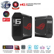 Router WiFi Mesh Asus ROG Rapture GT6 Black (Bộ 2 Mesh, Chuẩn AX11000, WiFi 6, 3 băng tần, 9 Angten ngầm, AiMesh, Parental control, AiProtection, Aura RGB)