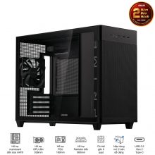 Vỏ Case Asus Prime AP201 TG Black (m-ATX, USB-C, 1 mặt kính cường lực, Sẵn 1 fan NO LED)