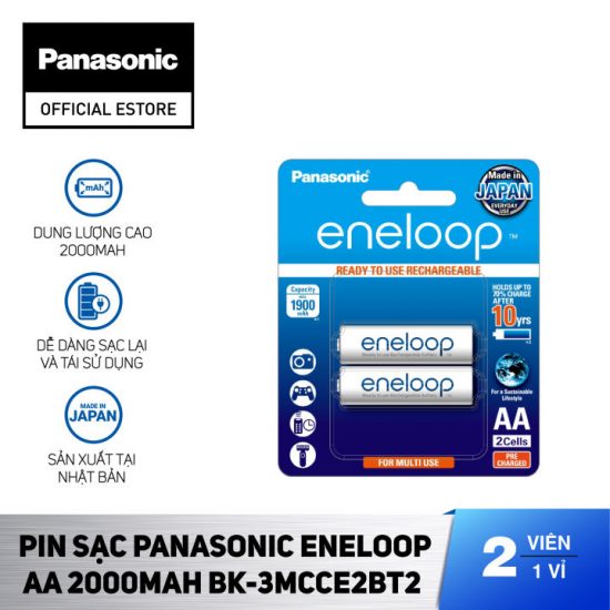 Pin sạc AA Panasonic Eneloop BK-3MCCE/2BT- 2 viên