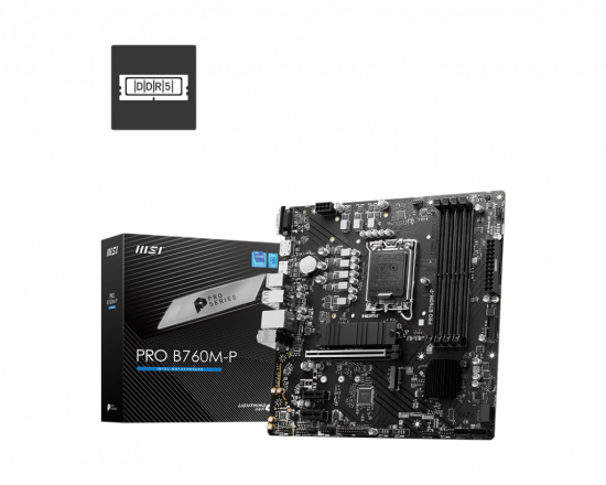 Mainboard MSI PRO B760M-P (LGA 1700, 4x DDR5, HDMI, Displayport, VGA, M.2 PCIe 4.0, m-ATX)