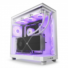 Vỏ Case NZXT H6 Flow RGB White (Mid Tower, ATX, 2 mặt kính cường lực, sẵn 3 fan RGB LED)