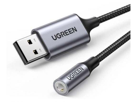 Cáp USB 2.0 sang AV 3.5mm Ugreen 30757 (Hỗ trợ audio + mic, Dài 15cm)